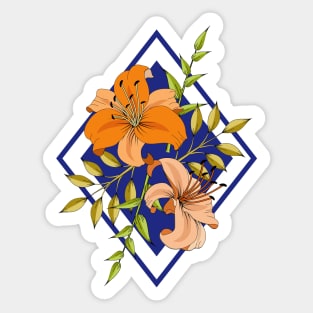 Lilies On Blue Sticker